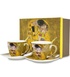 Porcelianinių puodelių rinkinys Gustav Klimt Bučinys motyvais