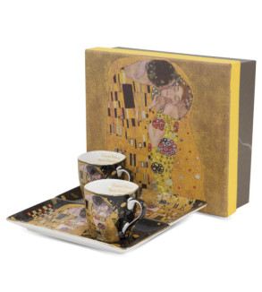 Gustav Klimt Bučinys porcelianinių puodelių rinkinys su padėkliukais
