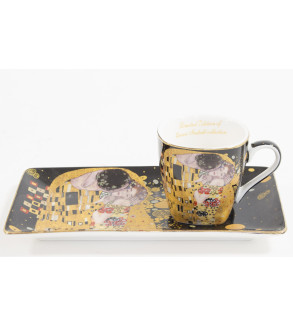 Gustav Klimt Bučinys porcelianinių puodelių rinkinys su padėkliukais